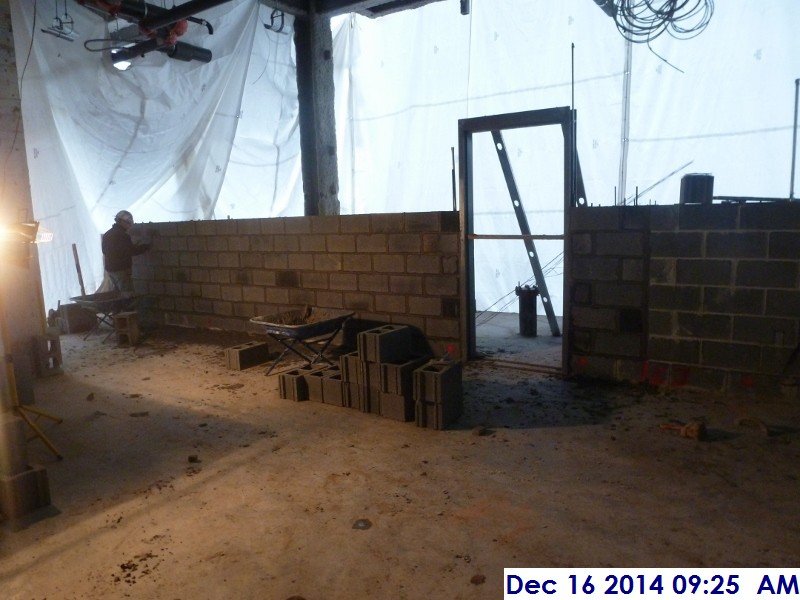 Continued laying out block at the 1st floor sprinkler room Facing South